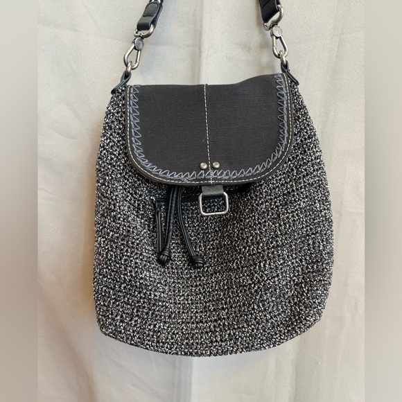 The Sak Avalon Black Gray Crochet Knit Convertible Backpack main image 4